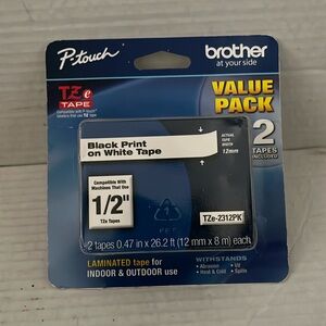 Brother Genuine P-Touch TZe-231 2pk Tape (TZE2312PK) ½”(0.47”) x 26.2 ft. 12x8mm